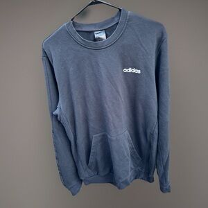 Adidas Climalite Pullover Crewneck Sweater In Medium Black Three Stripes Zipper